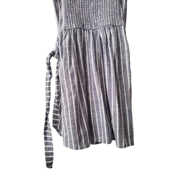 Abercrombie & Fitch 100% Cotton Striped Wrap Front Mini Dress Gray Size Small - Picture 6 of 8